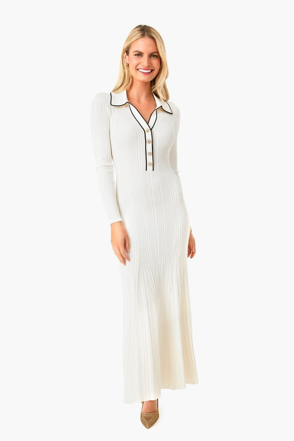 Ivory Contrast Stitch Knit Dress | Tuckernuck (US)