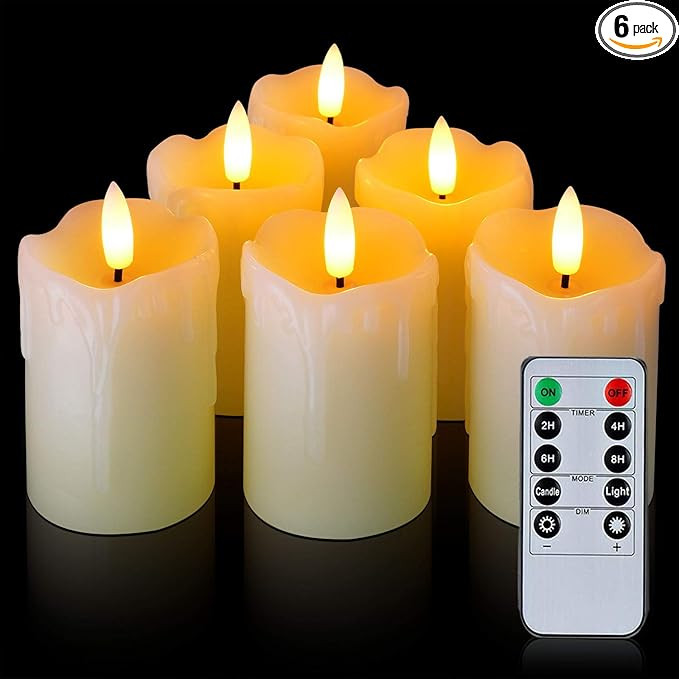 Homemory Flameless Votive Candles with Timer Remote,2" x 3" Real Wax, Realistic Black Wick Batter... | Amazon (US)