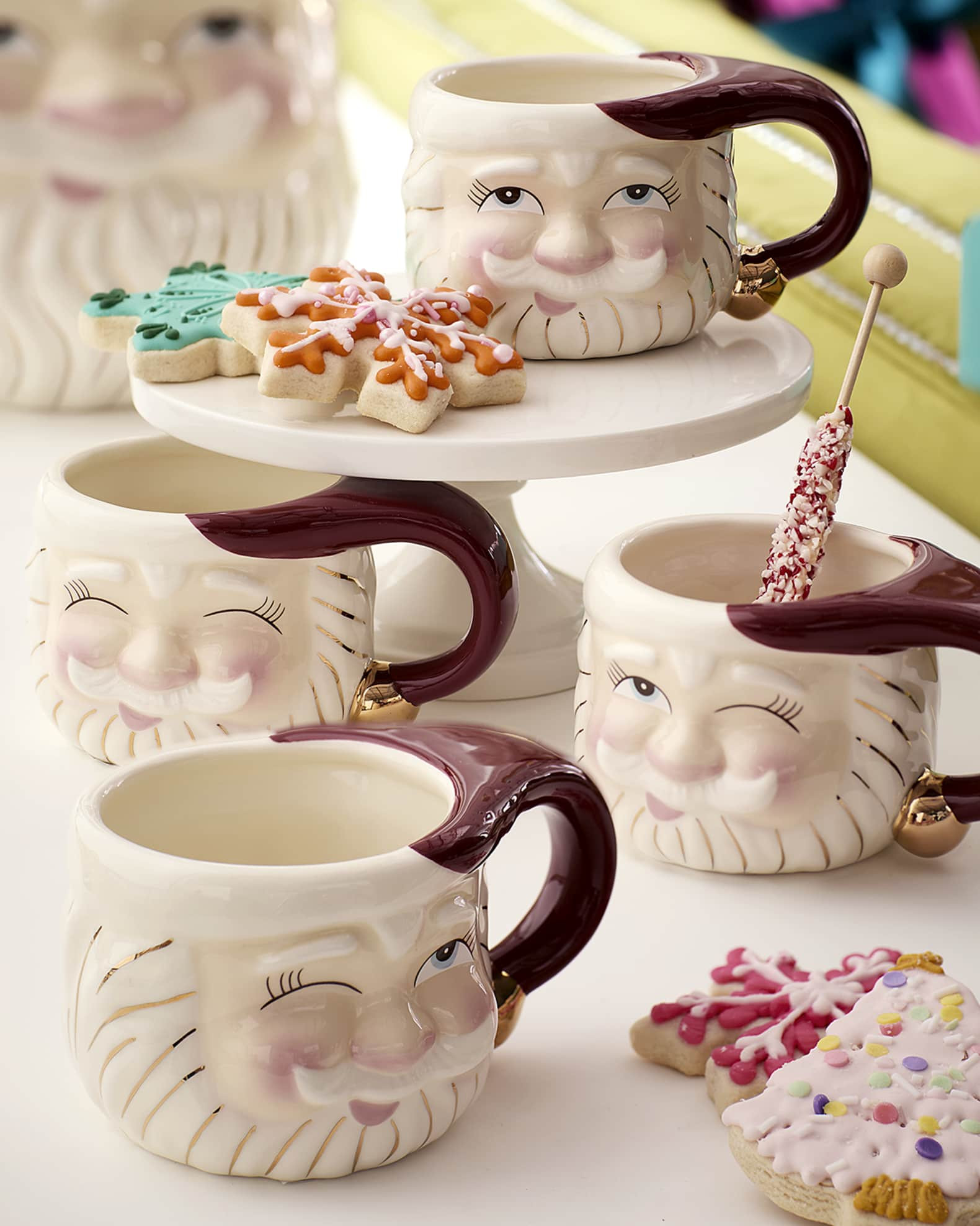 Glitterville Red Papa Noel Christmas Mugs, Set of 4 | Neiman Marcus