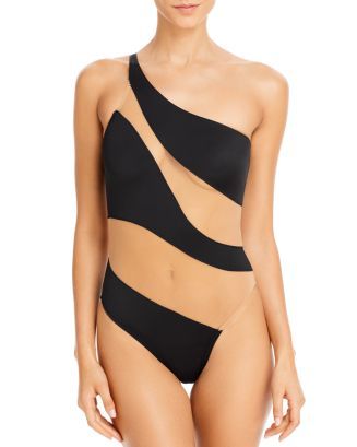 Snake Mesh Stripe One Piece Swimsuit | Bloomingdale's (US)