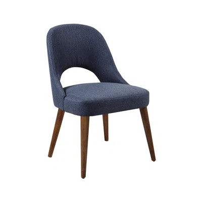 2 Dining Chair Collection - Modern Style, Navy , Solid Pecan Wood Legs Of 2 Side Chairs Upholstery, | Wayfair North America