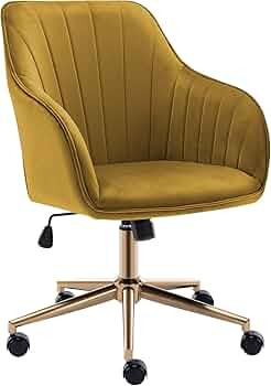 Duhome Velvet Desk Chair with Wheels, Gold Desk Chair Adjustable Swivel Home Office Chair for Off... | Amazon (US)