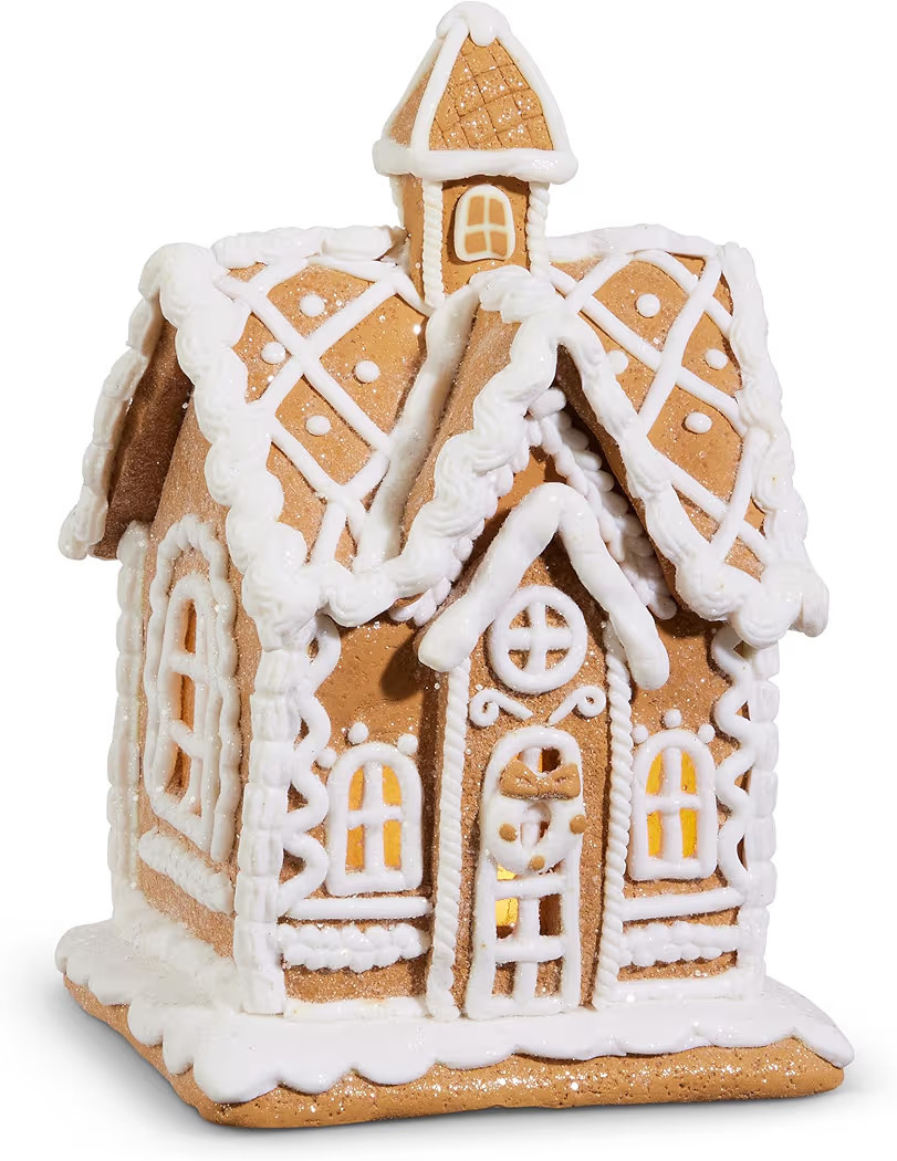 One Holiday Way 7.75-Inch Lighted Brown & White Gingerbread House - Decorative Light Up Faux Cand... | Amazon (US)