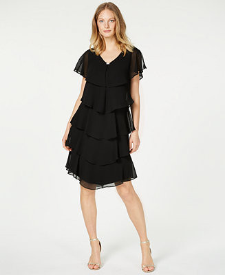 Women's Tiered Rhinestone Capelet Dress | Macy's