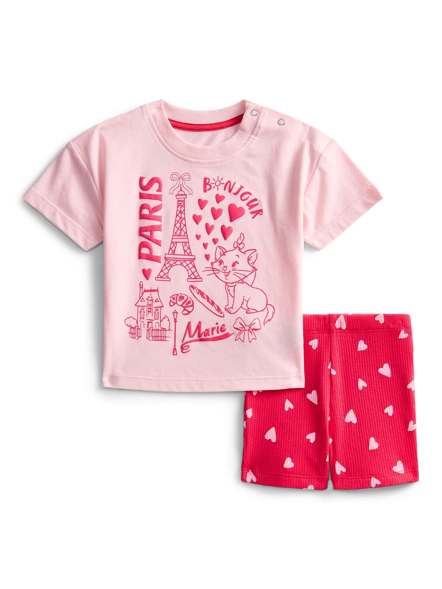 The Aristocats Marie Baby Girls Graphic Tee and Biker Shorts Set, 2-Piece, Sizes 0/3M-6/9M | Walmart (US)