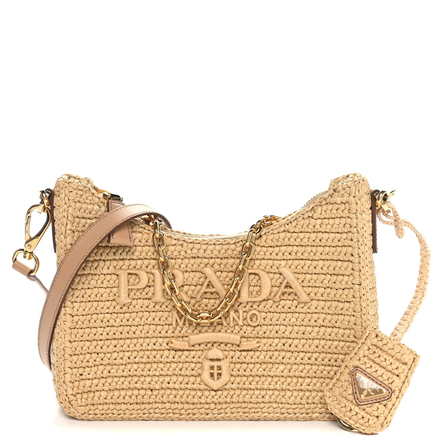 Yarn Raffia Effect Crochet Mini Re-Edition 2000 Shoulder Bag Naturale | FASHIONPHILE (US)
