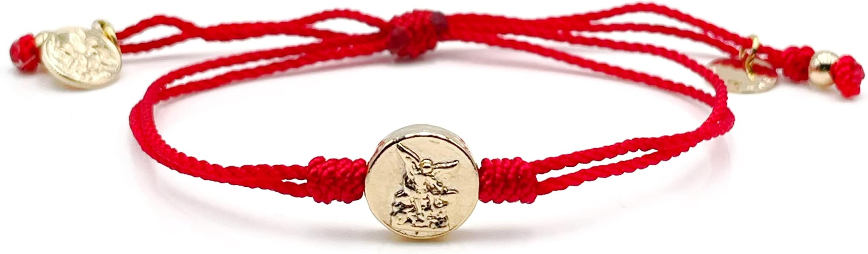 St Michael Archangel Coin Medal on Adjustable Red Cord Wrist Adjustable Bracelet | Amazon (US)