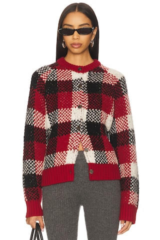 Guest In Residence Buffalo Plaid Cardigan in Ruby Combo from Revolve.com | Revolve Clothing (Global)