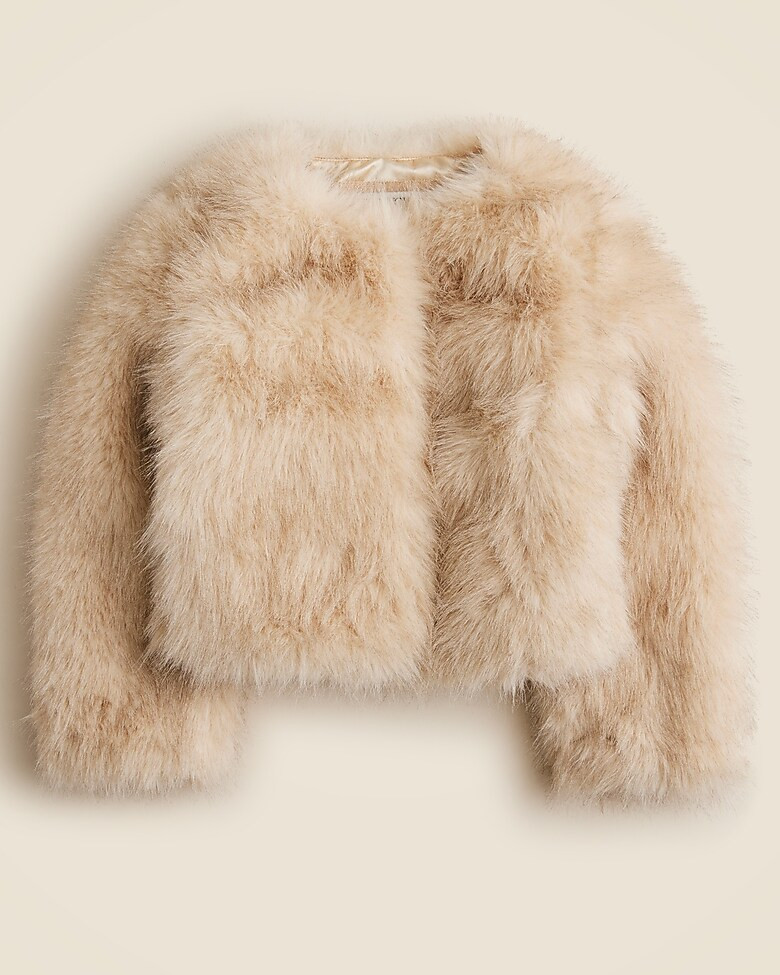 Girls' cropped faux-fur jacket | J. Crew US