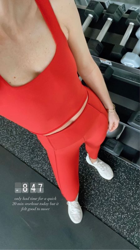 Morning workout in red. Love this matching set from Abercrombie. Wearing size small. Cella Jane. #fitstyle #workoutgear

#LTKfit #LTKstyletip