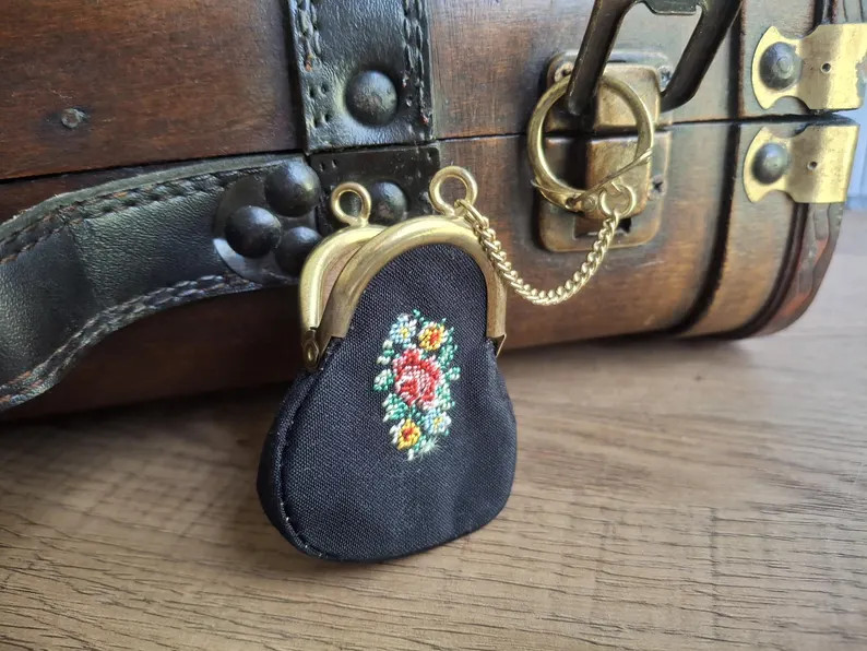 Vintage Petit Point Keychain Coin Purse: Floral Miniature Needlepoint, Germany, Handbag Charm, Fa... | Etsy (Global)