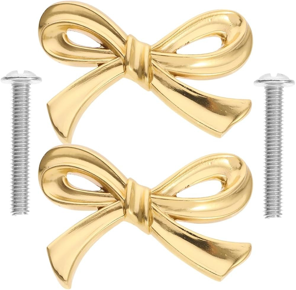 DOITOOL Brass Bow Shape Cabinets Knobs: Gold Drawer Pulls Decorative Bow Knobs Cupboard Pull Hand... | Amazon (US)
