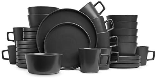 Stone Lain Coupe Dinnerware Set, Service For 8, Black Matte | Amazon (US)