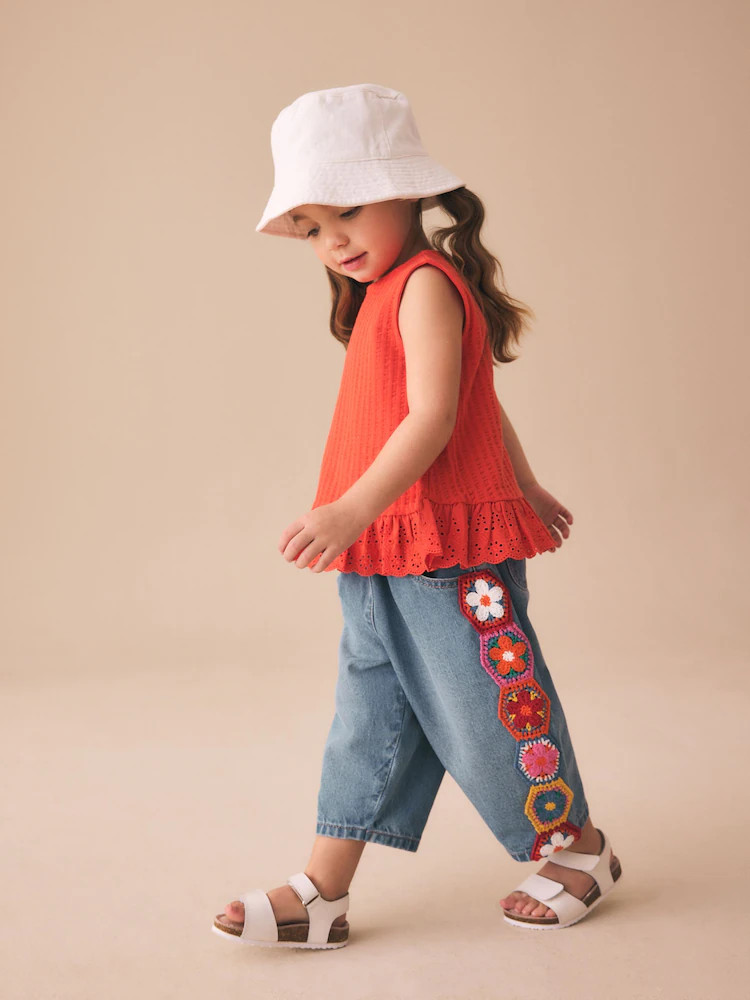 Denim Crochet Embroidered Barrel Jeans (3mths-7yrs) | Next US