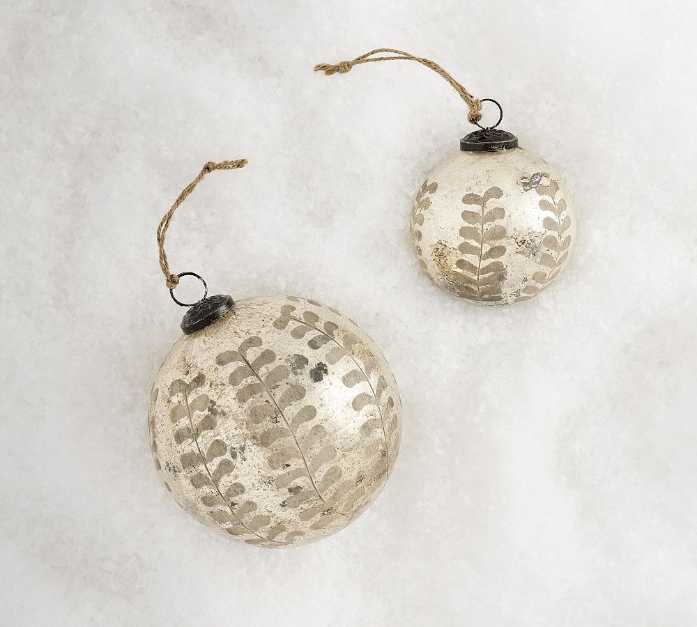 Floral Etched Mercury Ornaments | Pottery Barn (US)