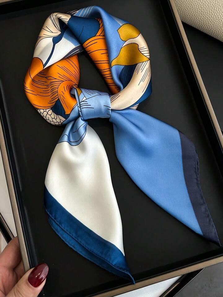 A Lady Printed Spring And Summer Scarf Scarf Color Combination Senior Sense Neck Thin Daily | SHEIN