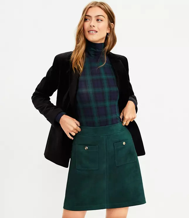 Faux Suede Pocket Shift Skirt | LOFT