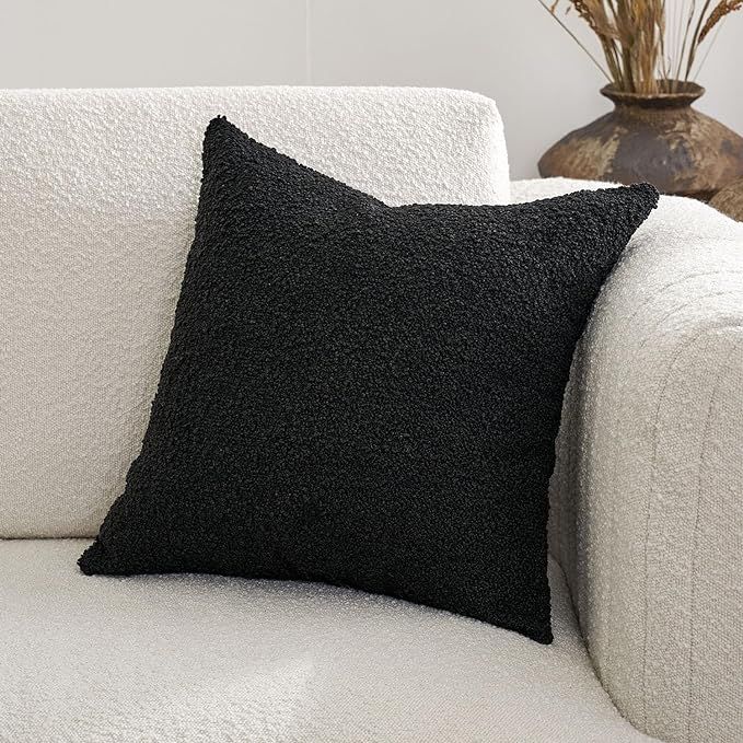 DOMVITUS Boucle Pillow Covers 20x20, Black Pillow Covers Decorative Couch Pillows for Living Room... | Amazon (US)