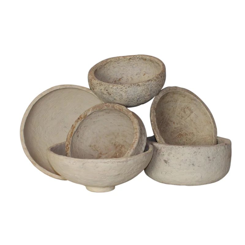 Xochitl 6 Piece Paper Mache Decorative Bowl Set in Off White | Wayfair North America