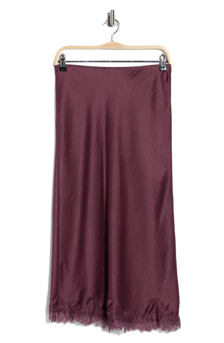 Lace Trim Satin Midi Skirt | Nordstrom Rack