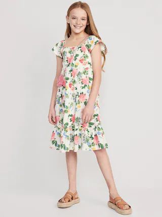 Matching Flutter-Sleeve Fit & Flare Midi Dress for Girls | Old Navy (US)