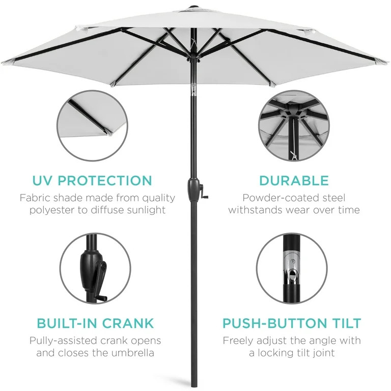 Best Choice Products 7.5ft Heavy-Duty Outdoor Market Patio Umbrella w/ Push Button Tilt, Easy Cra... | Walmart (US)