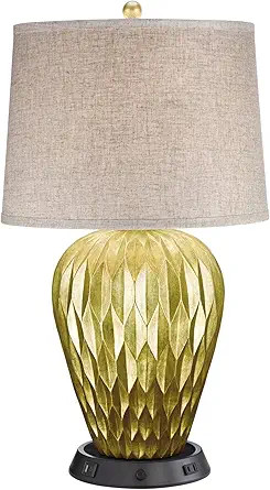 Possini Euro Design Buckhead Modern Table Lamp with Dimmable USB Workstation Charging Base Geomet... | Amazon (US)