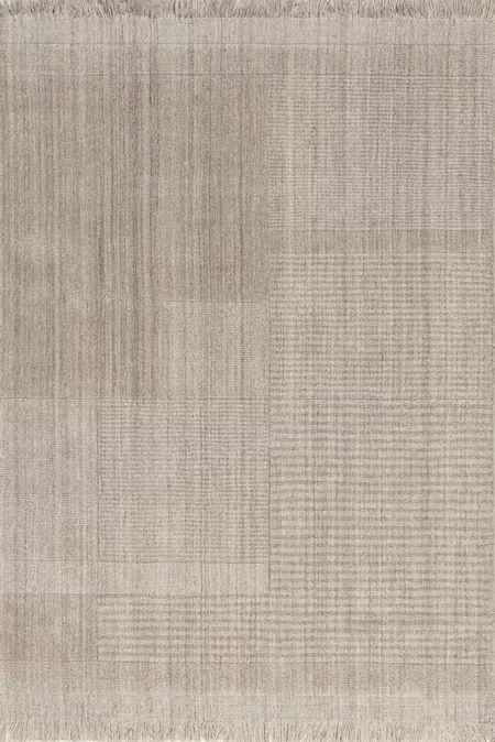 Beige Mozai Fringed Wool-Blend 8' x 10' Area Rug | Rugs USA