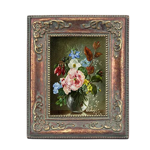 WINPLUS+ Vintage Picture frames 2.5x3.5, Luxury Antique Photo Frames With Golden Embossed Flower Furnishing, Retro Style Decor, Wall and Tabletop Display, Art Gallery (2.5x3.5-Bronze) | Amazon (US)