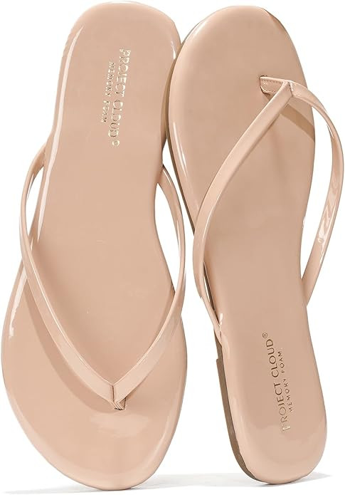 Project Cloud Flip Flops for Women Footwear - Memory Foam Flats Sandals for Women 2025 - Vegan Le... | Amazon (US)