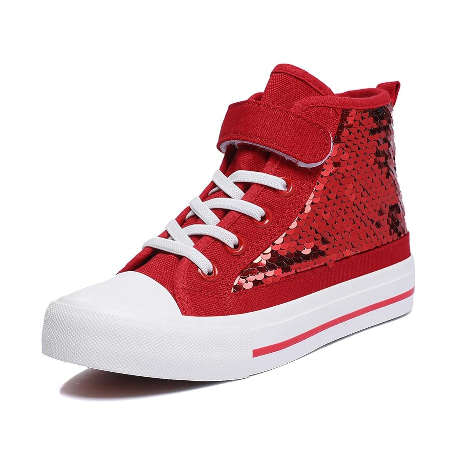 Zoroadke Kids Sparkle Sequins High Top Casual Adjustable Strap Canvas Shoes Girls and Boys Glitte... | Amazon (US)