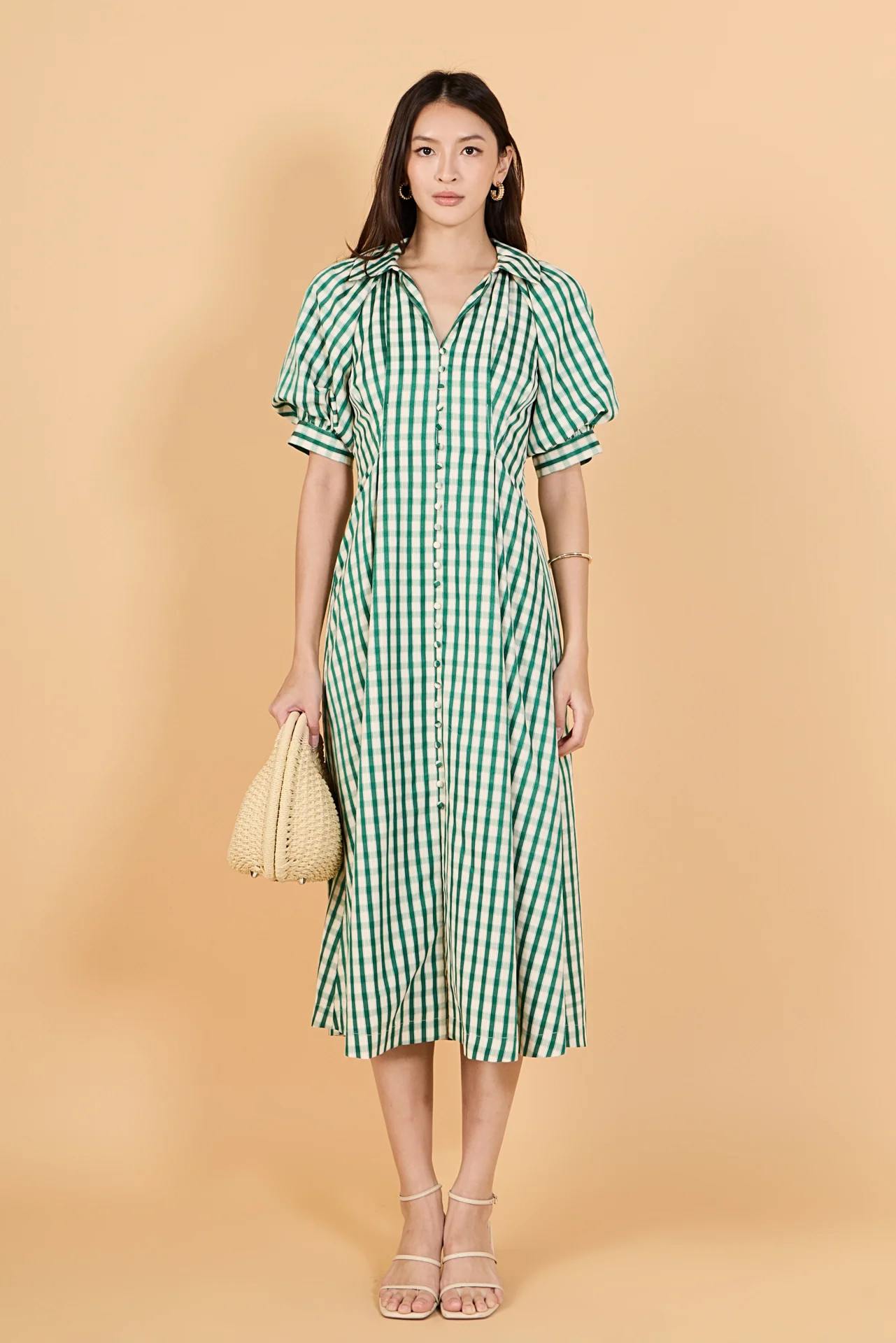 Gingham Check Midi Dress | English Factory