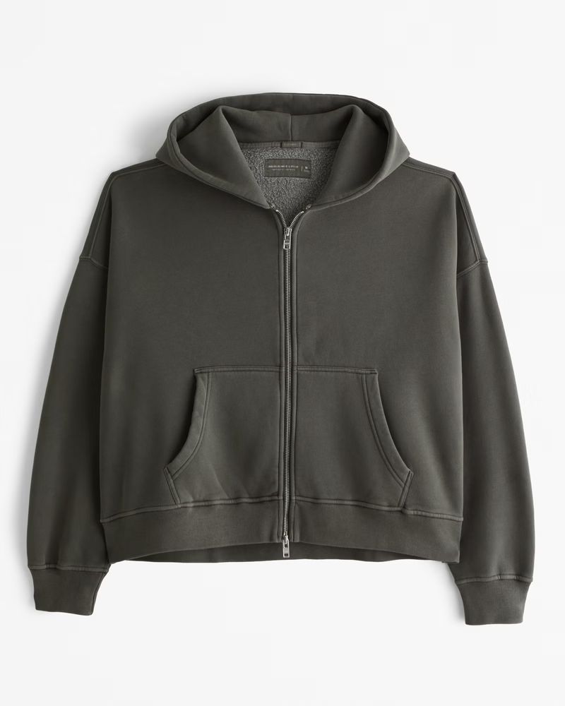 Essential Cropped Full-Zip Hoodie | Abercrombie & Fitch (US)