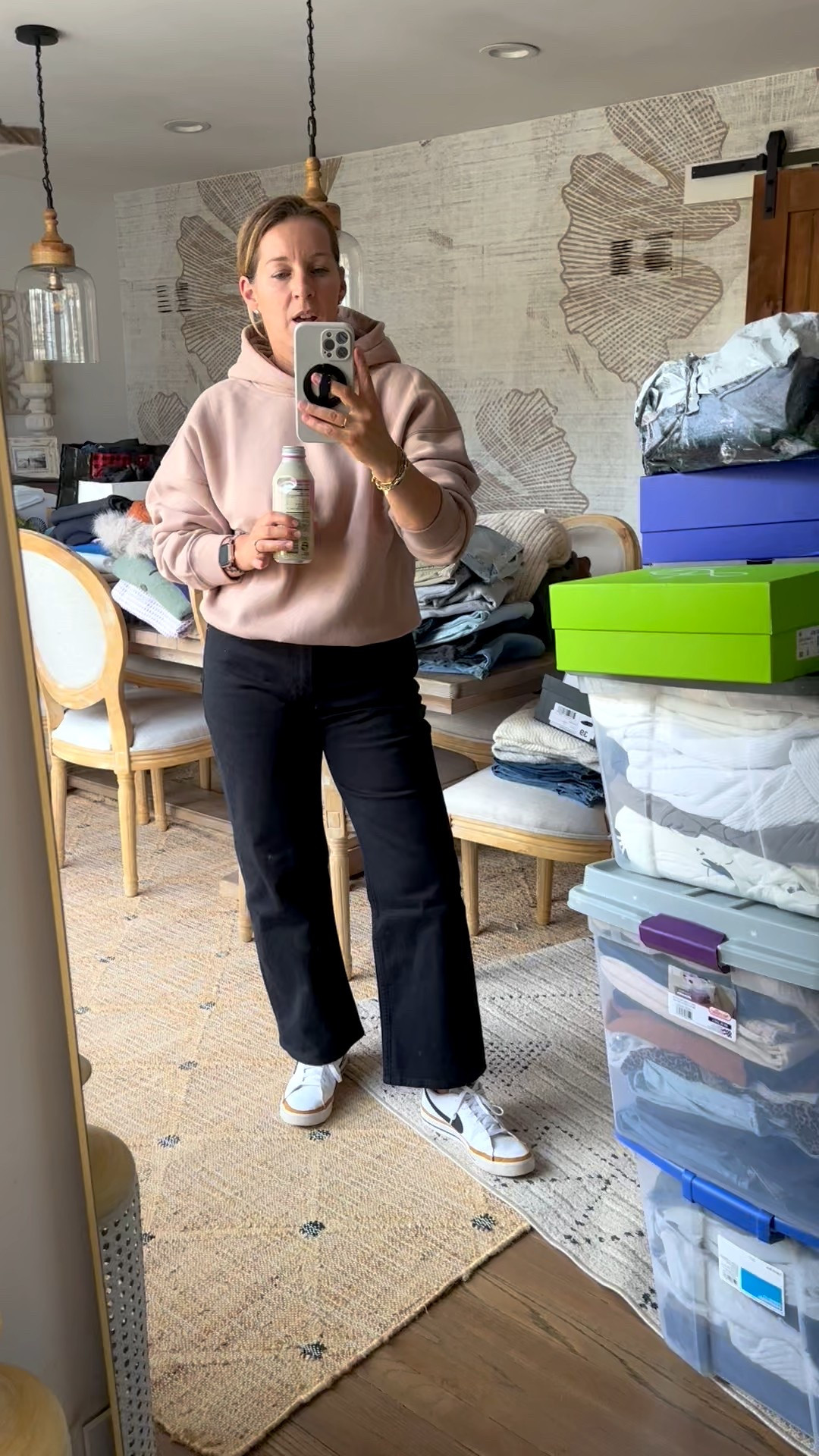 Heading to pickup the kids from school in an outfit from the collage I shared the other day when this was on sale! Medium cozy fleece hoodie that’s so soft and tts 29 EXTRA SHORT jeans. They’re soft and a nice stark black! 

#LTKSaleAlert #LTKmomlife #LTKootd