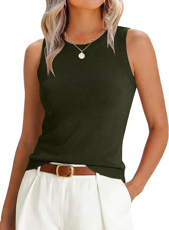 ANRABESS Womens Wool Blend Tank Tops Sweaters Sleeveless Soft Fitted Business Casual Sweater Shir... | Amazon (US)