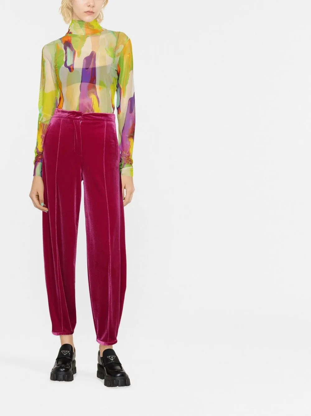 abstract-print sheer top | Farfetch Global