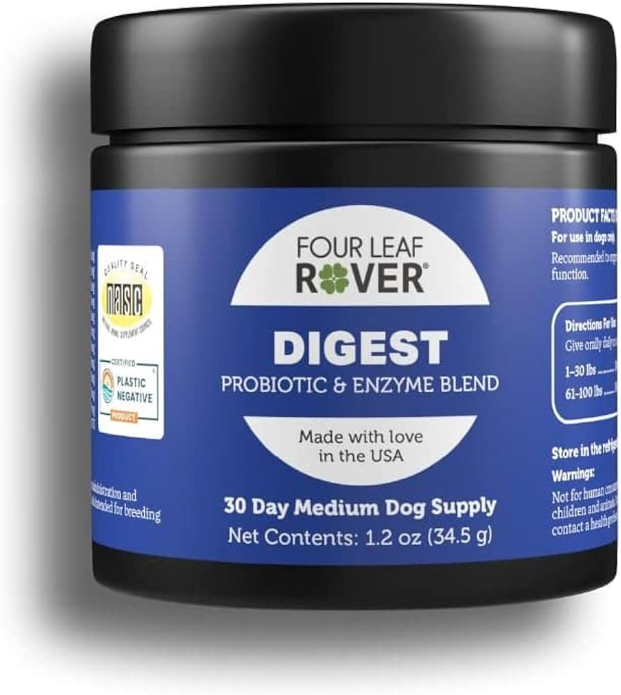 Four Leaf Rover Digest - Digestive Enzymes with Probiotics for Dogs - 15 to 45 Day Supply, Depend... | Amazon (US)