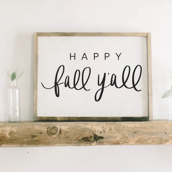 Framed Wood Sign - Happy Fall Y'all, rustic home decor, gallery wall, housewarming gift, framed deco | Etsy (US)
