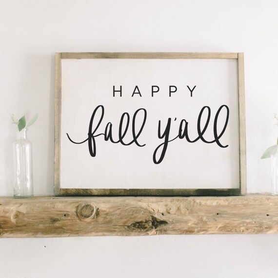 Framed Wood Sign - Happy Fall Y'all, rustic home decor, gallery wall, housewarming gift, framed deco | Etsy (US)