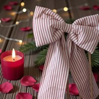 Handmade Red Stripe Bow, Ian Mankin Ticking Stripe, Large Seasonal Decor | Etsy (US)