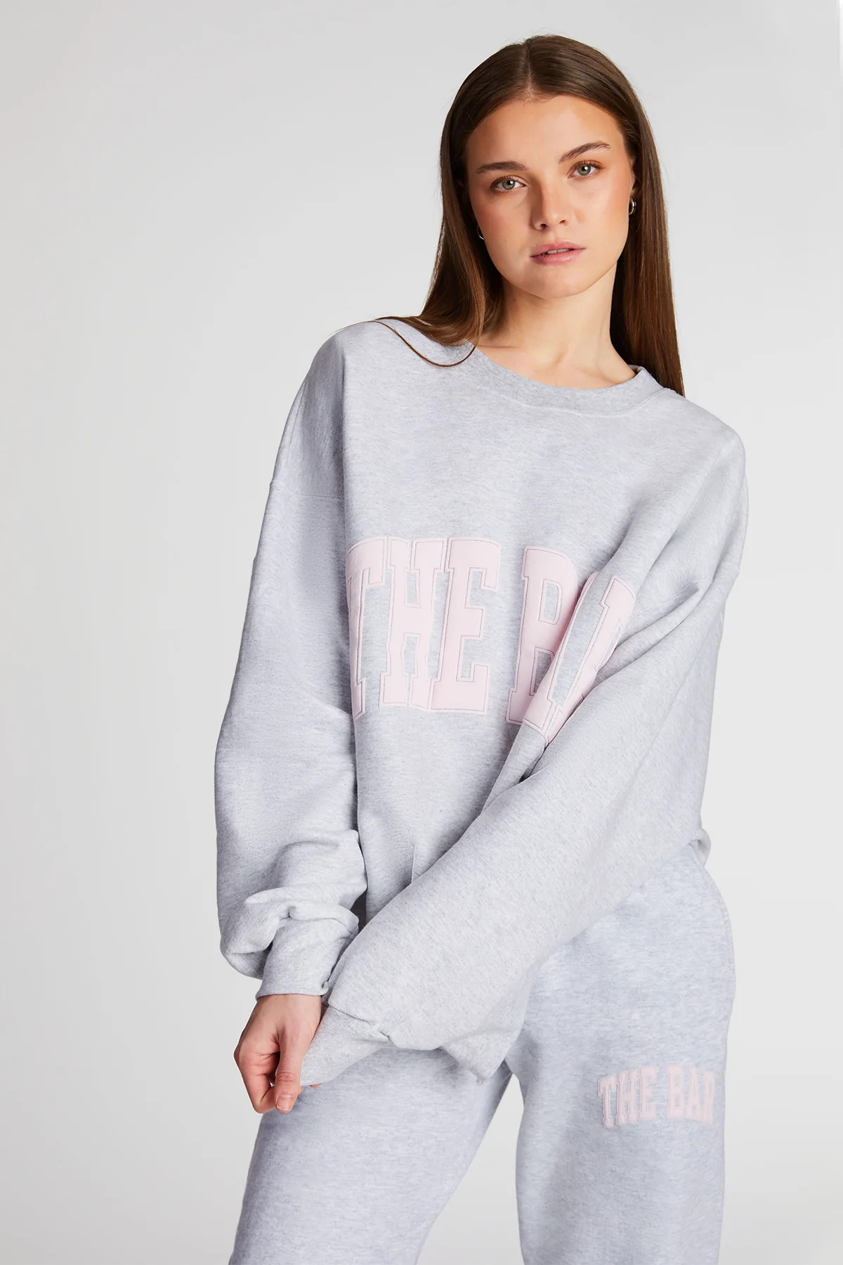 VARSITY SWEATPANTS LT HEATHER GREY/BLUSH | The Bar