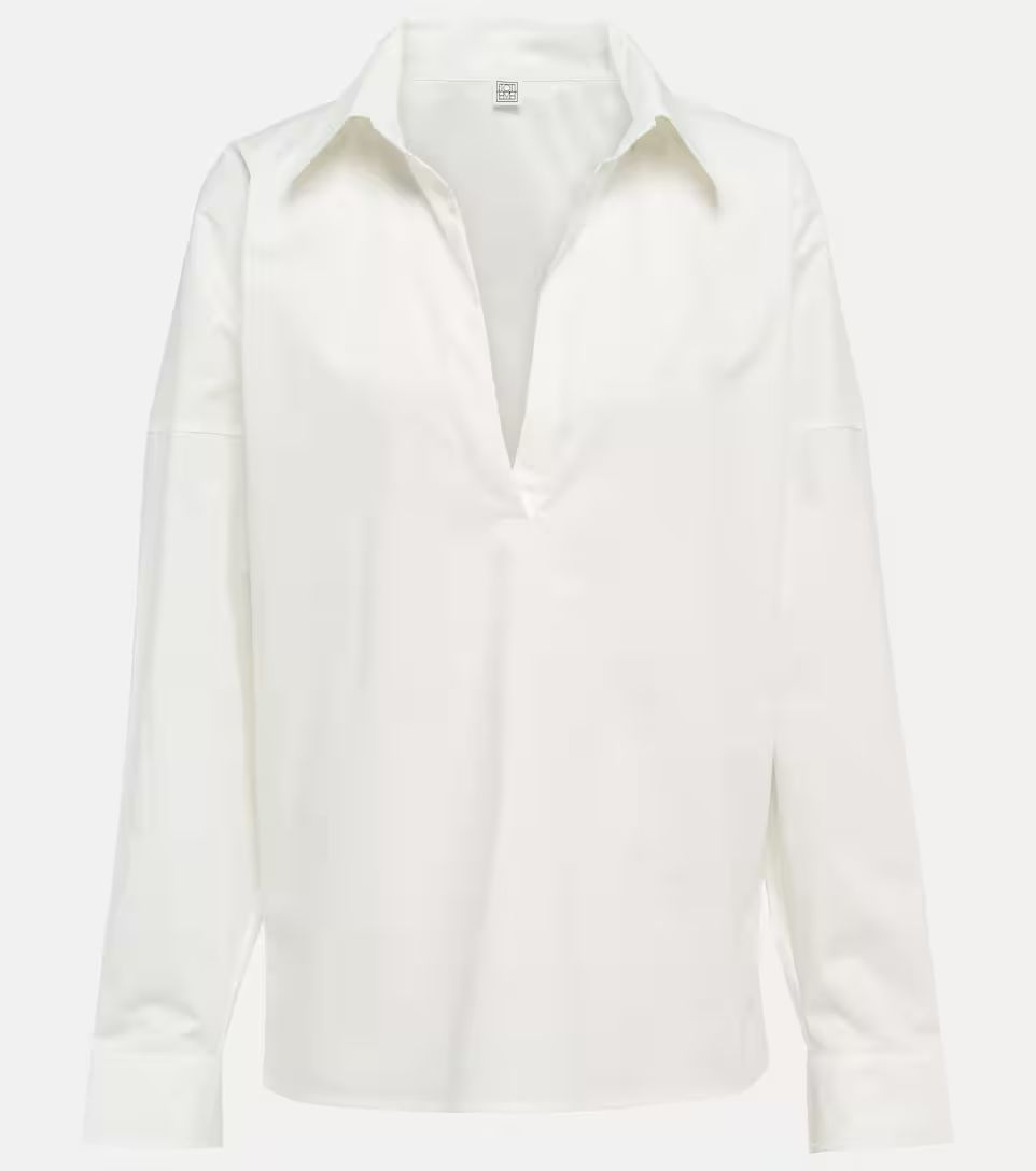 Puff-sleeve V-neck cotton blouse | Mytheresa (US/CA)