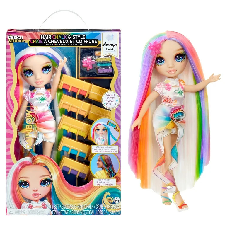 Rainbow High Hair Chalk & Style Amaya - Rainbow 11” Doll, Washable Rainbow Hair Chalk | Walmart (US)