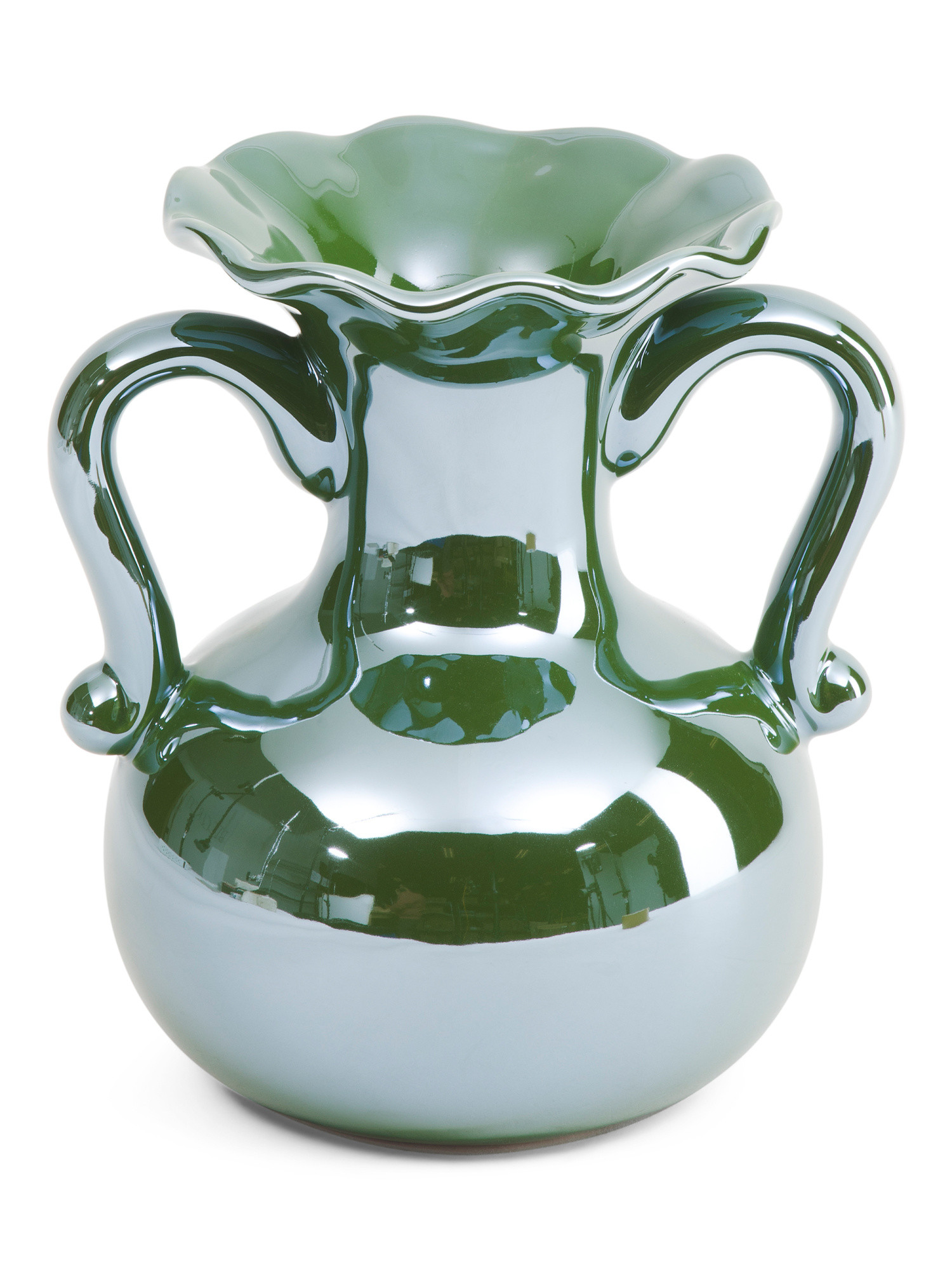 7x6x8 Round Ceramic Vase With Handles | TJ Maxx