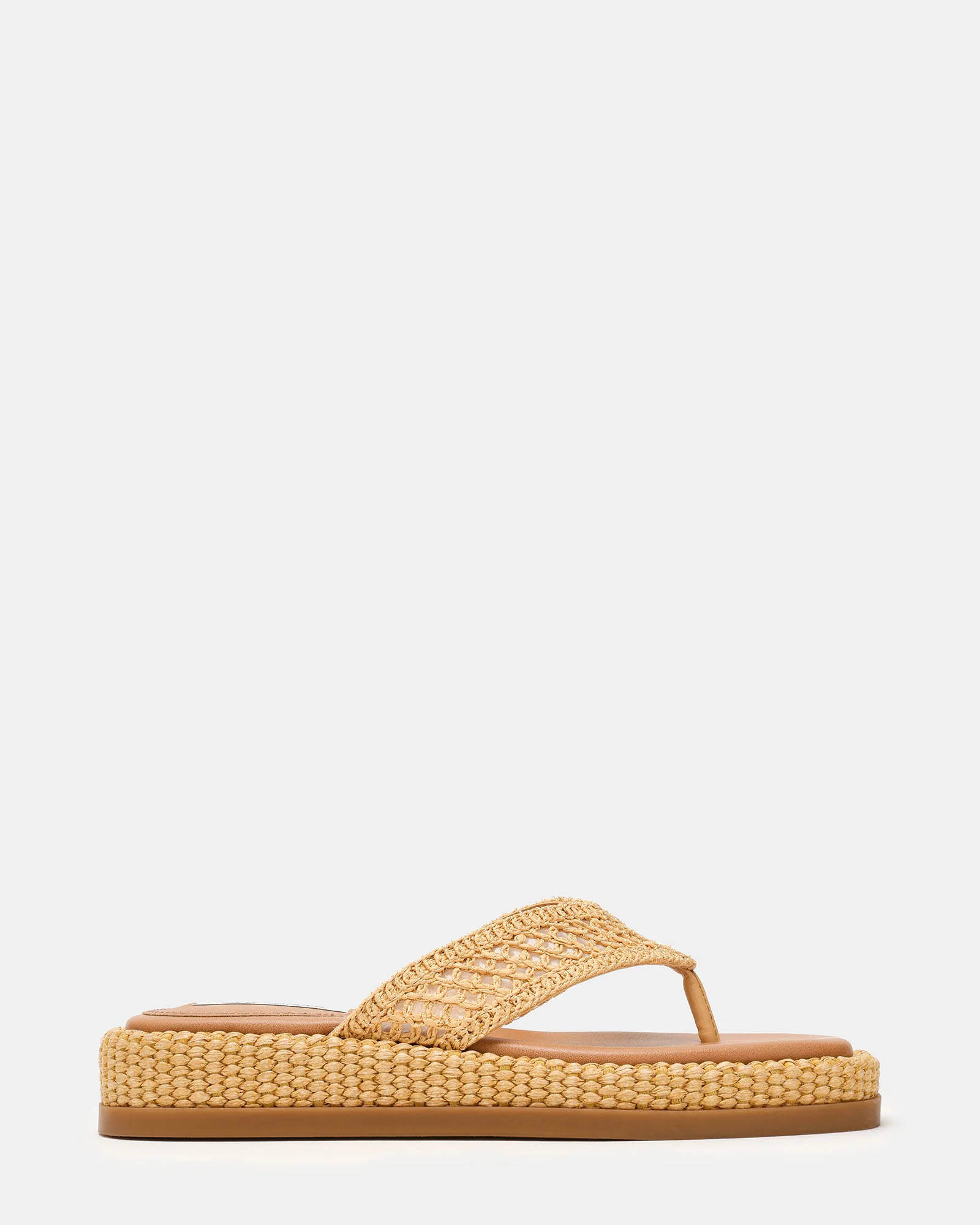 BELLA Natural Raffia Thong Square-Toe Platform Women's Sandal | Steve Madden (US)