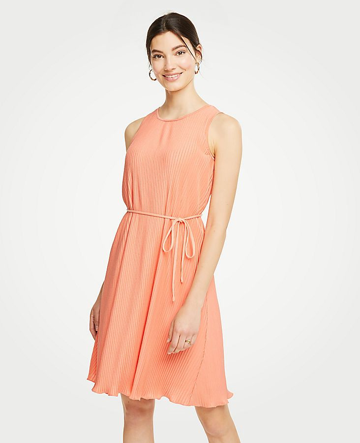 Micro Pleat Belted Dress | Ann Taylor (US)