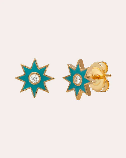 Turquoise Starburst Diamond Stud Earrings | Olivela