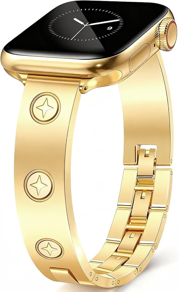 Gold Watch Bands for Women Compatible Apple Watch 40mm 41mm 38mm 42mm 46mm 44mm 45mm 49mm Adjusta... | Amazon (US)