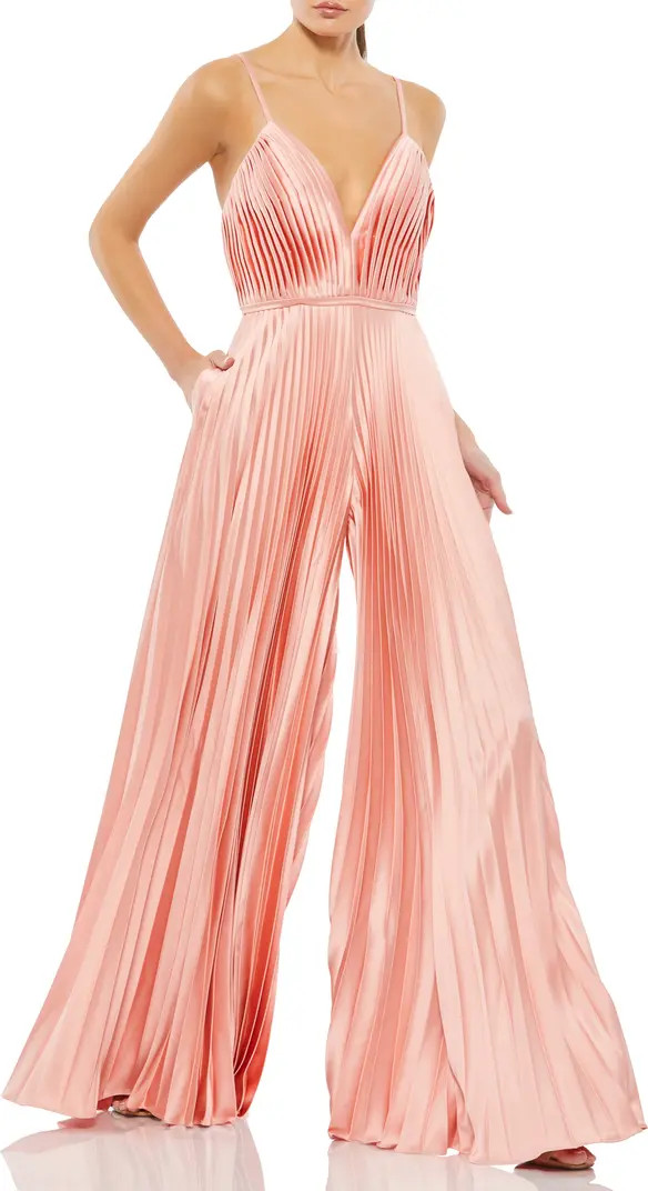 Pleated Satin Wide Leg Jumpsuit | Nordstrom