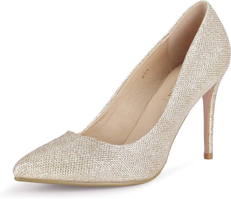 IDIFU Women's IN4 Classic Pointed Toe High Heels Pumps Wedding Dress Office Shoes | Amazon (US)